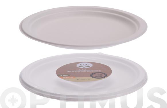 PLATO LLANO DESECHABLE BIODEGRADABLE (PACK 8 U)Ø 22,5 CM