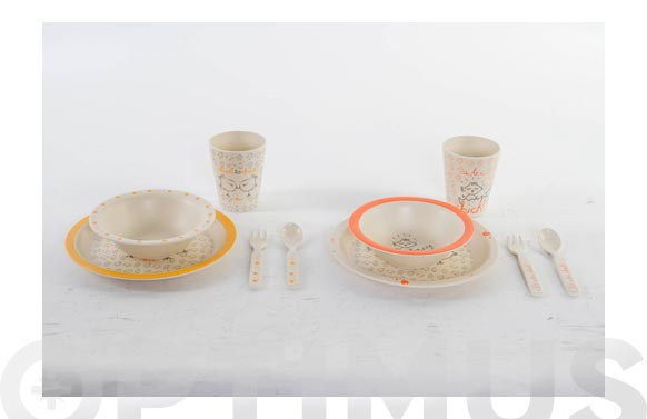 VAJILLA INFANIL BAMBU SET 5 PIEZASSURTIDO POLLITO