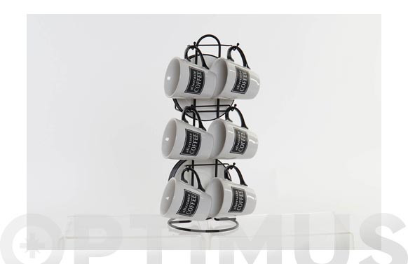 TAZAS CAFE/CORTADO SET 6 U CON SOPORTEBLANCO/NEGRO