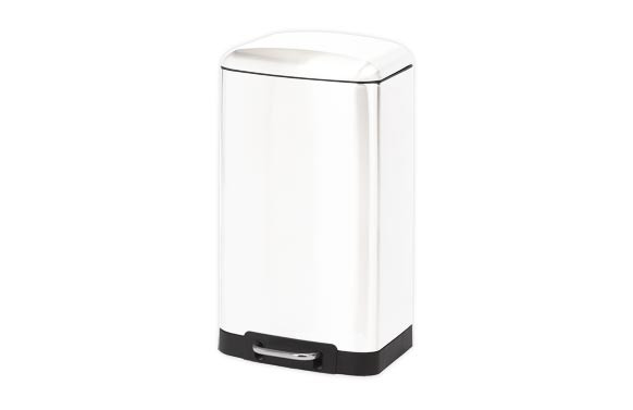 CUBO PEDAL RECTANGULAR METALICO30 L BLANCO