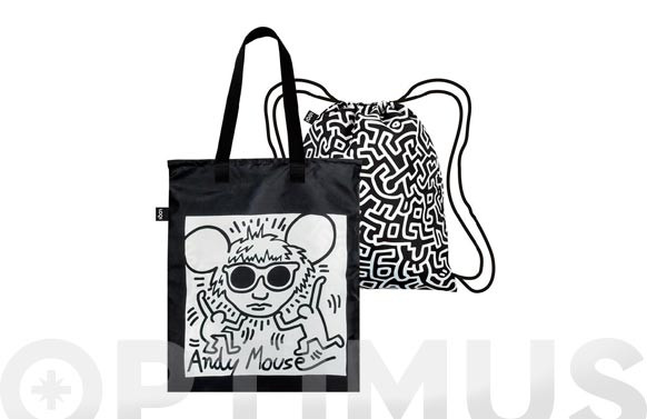 MOCHILA BOLSA REVERSIBLE LOQUIBLANCO/NEGRO DECORADO