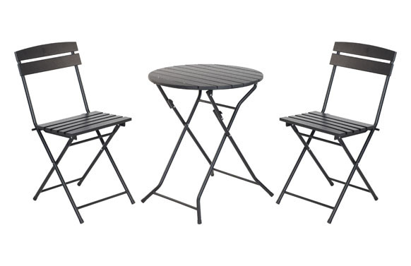 MESA Ø 60 CM+2 SILLAS PLEGABLESNEGRO