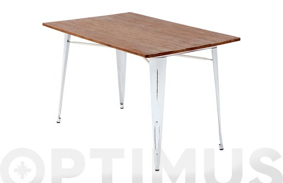 MESA ACERO BAMBOO BLANCO VINTAGE120 X 80 CM