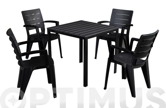 MESA RESINA ALUMINIO CALIFORNIA ANTRACITA80 X 80 CM
