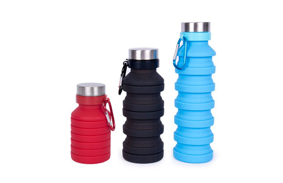 BOTELLA PLEGABLE SILICONA550 ML SURTIDAS
