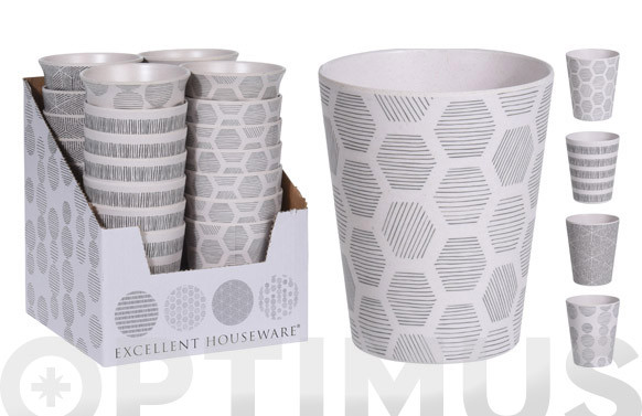 VASO FIBRA BAMBU DECORADOØ8 X 10 CM GRIS