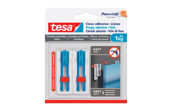 CLAVO ADHESIVO SMS AJUSTABLE LIENZOS PARED PINTADA1.0 KG BLISTER 2 CLAVOS 3 TIRAS