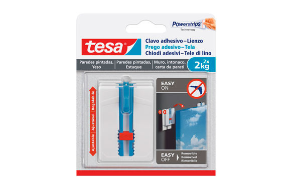 CLAVO ADHESIVO SMS AJUSTABLE LIENZOS PARED PINTADA2.0 KG BLISTER 2 CLAVOS 3 TIRAS