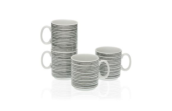 MUGS CERAMICA SET 4 UNIDADESBLACK LINE