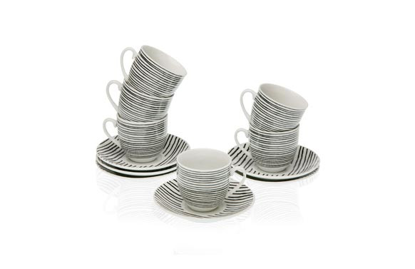 TAZAS CAFE CERAMICA SET 6 UNIDADESBLACK LINE