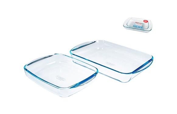 BANDEJA VIDRIO HORNO PYREX (SET 2 UDS)35 X 23 CM / 28 X 20 CM