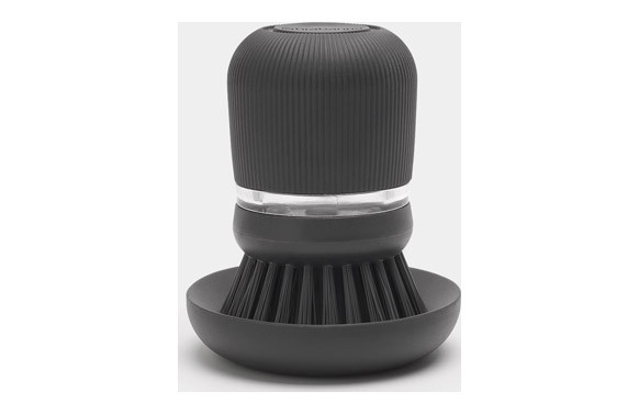 CEPILLO FREGAPLATOS CON DISPENSADOR DE JABON GRIS OSCURO
