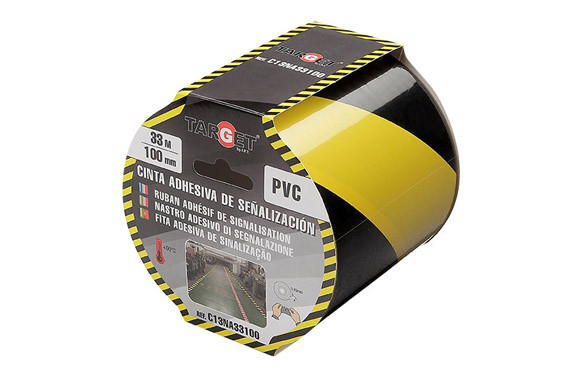 CINTA ADHESIVA SEÑALIZACION33 M X 100 MM AMARILLA/NEGRA