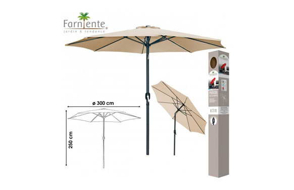 PARASOL ALUMINIO INCLINABLE ARENA300 CM TUBO 48 MM CON MANIVELA