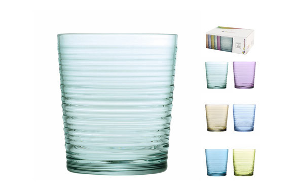 VASO VIDRIO COLOR PACK 6 UNIDADES 41 CL-GRANADA