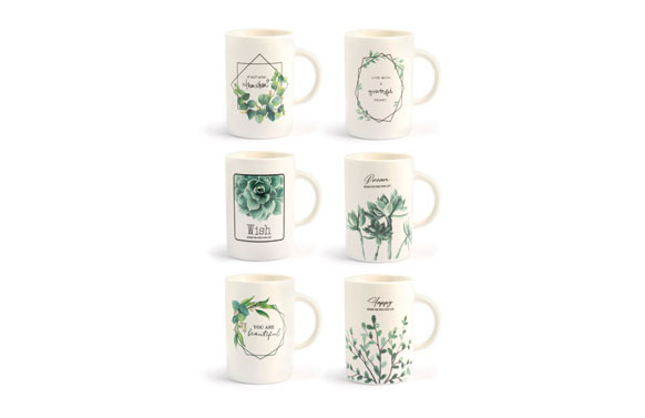 MUG NEW BONE CHINA HOJAS 40 CL - SURTIDO
