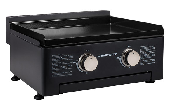 PLANCHA GAS SEMIPROFESIONAL INOX 2 QUEMADORES54 X 41,6 CM
