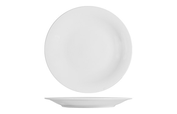 PLATO PORCELANA GRABADO BLANCO LLANO-27 CM