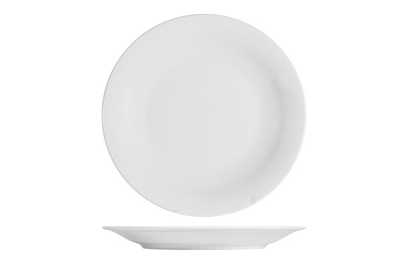 PLATO PORCELANA GRABADO BLANCO POSTRE-21 CM
