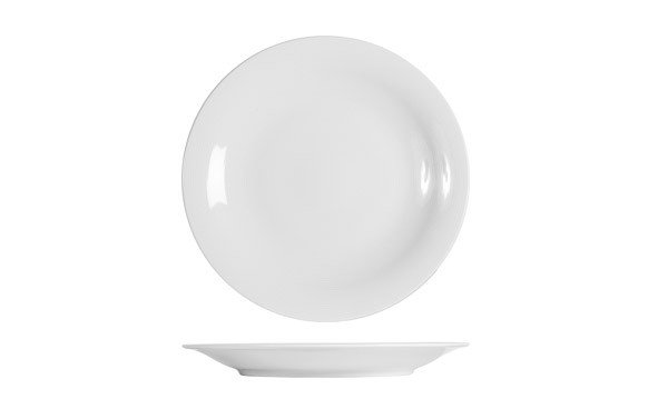 PLATO PORCELANA GRABADO BLANCO PRESENTACION-31 CM