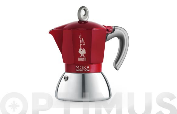 CAFETERA MOKA INDUCTION ALUMINIO/INOX4 TAZAS ROJA