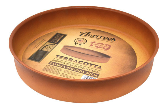 CAZUELA BAJA SIN TAPA ALUMINIO FORJADO TERRACOTA 28 CM - INDUCCION