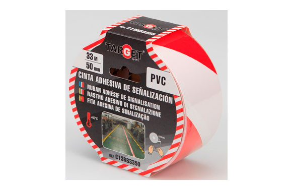 CINTA ADHESIVA SEÑALIZACION33 M X 50 MM BLANCA/ROJA