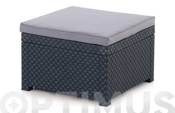 POUF RATAN RESINA DIVA GRAFITO 56X56X39 CM