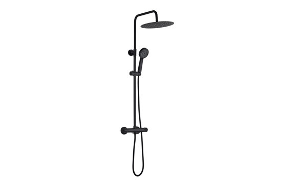 SET DE DUCHA REDONDO CON GRIFO TERMOSTATICO EXTENS NEGRO