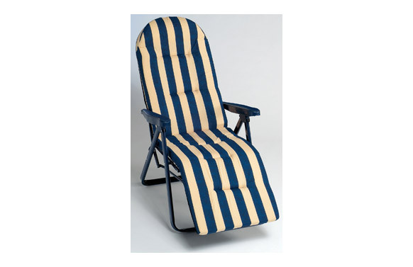 SILLON TUMBONA RELAX 5 POSICIONES ACERO RAYAS AZUL 