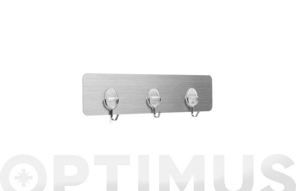 COLGADOR ADHERENTE REUTILIZABLE 3 GANCHOS INOX-29X8,1CM