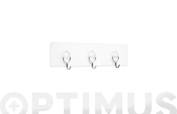 COLGADOR ADHERENTE REUTILIZABLE 3 GANCHOS TRANS-39X8,1CM