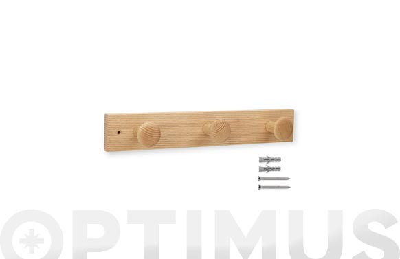 COLGADOR FRESNO 3 POMOS NATURAL 360X60X70