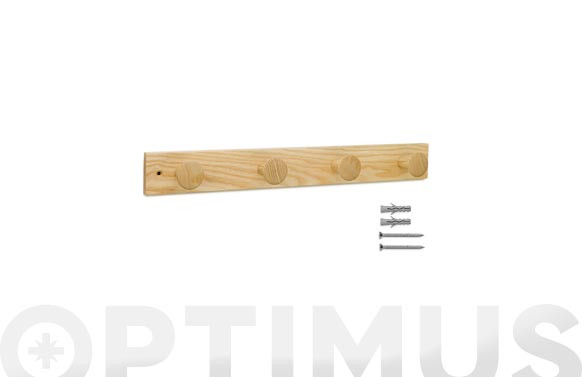 COLGADOR FRESNO 4 POMOS NATURAL 495X60X70