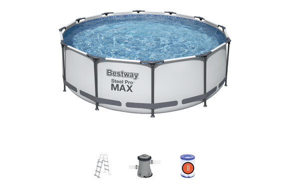 PISCINA REDONDA POWER STEEL PRO MAX 13030 L DEPURADORA 3028 L/H Ø 427 X 107 CM