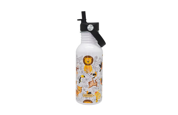 BOTELLA ACERO  INFANTIL CON PAJITA 500ML-LEONES