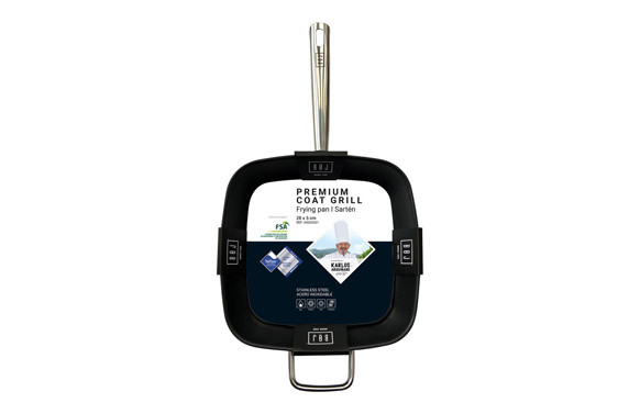 SARTEN GRILL COAT ACERO INDUCCION 28 X 28 CM