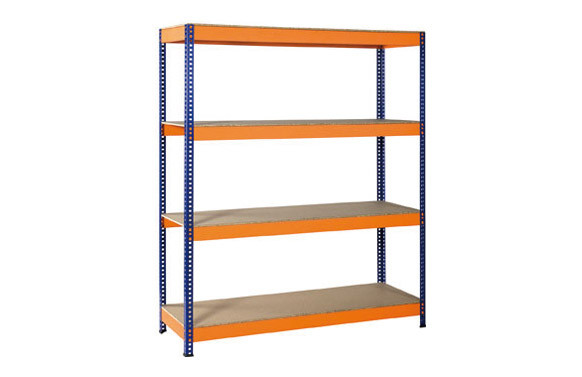 ESTANTERIA METALICA AZUL / NARANJA, 4 ESTANTES 190 X 150 X 60 CM