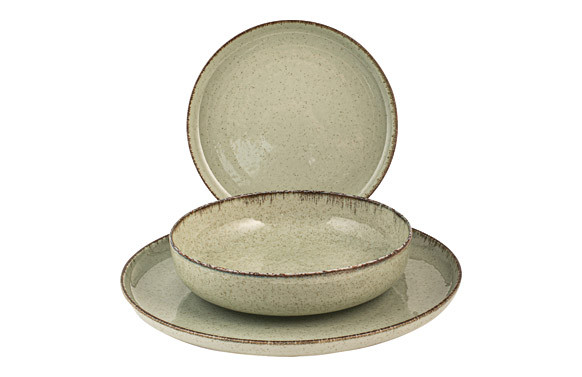 VAJILLA 12 PZ PORCELANA PEARL VERDE
