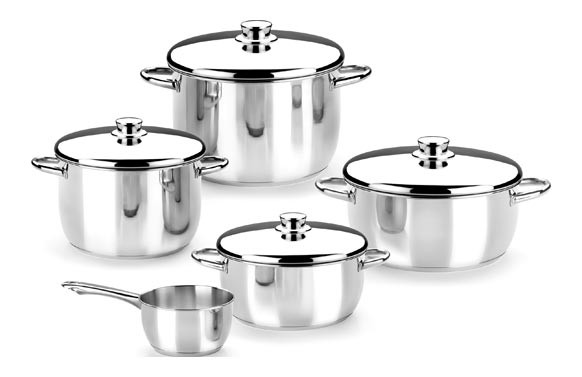 BATERIA INOX OPTIMA TAPA CRISTAL 5 PIEZAS