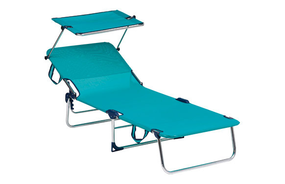 CAMA CON PARASOL POSICIONES FIBRELINE AZUL