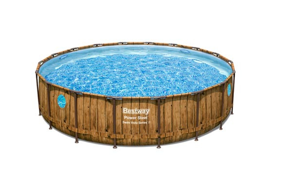 PISCINA POWER STEEL SWIM DISEÑO MADERA 23062 L DEPURADORA DE CARTUCHO DE 5678 L/H Ø 549 X 122 CM