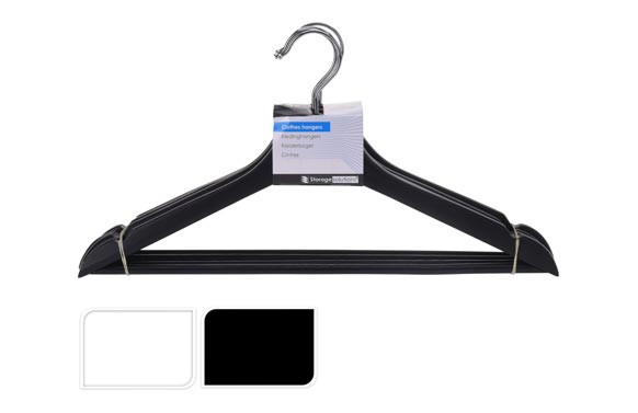PERCHA MADERA EUCALIPTUS BLANCO/NEGRO (SET 4 UNI) 