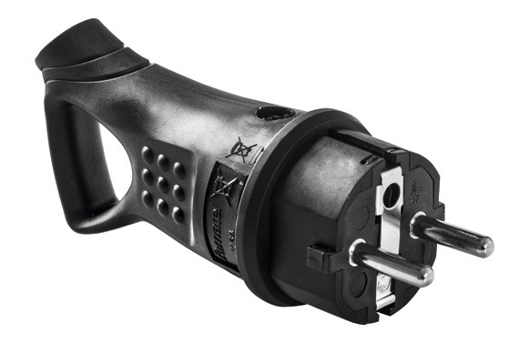 CLAVIJA TT 16A-250V GOMA NEGRO CON TIRADOR