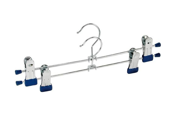 PERCHA CON PINZAS PANTALON/FALDA (SET 2 UNI) 30X10.5X2.5CM-CROMADO