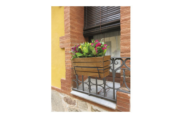 JARDINERA BALCON MADERA SOPORTE METALICO 44 X 15 X 19,5 CM