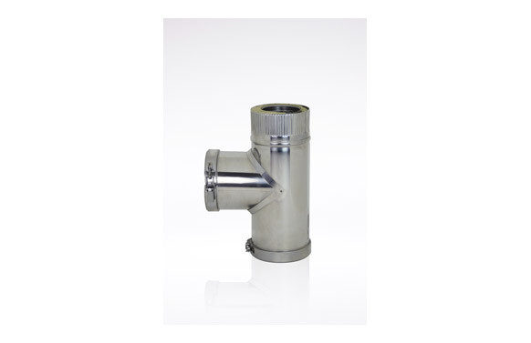 TE + TAPA - TUBO PARED DOBLE INOX 316L Ø 80 TE 90º PELLET