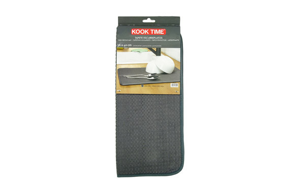 TAPETE ESCURRIDOR MICROFIBRA GRIS - 36 X 40 CM