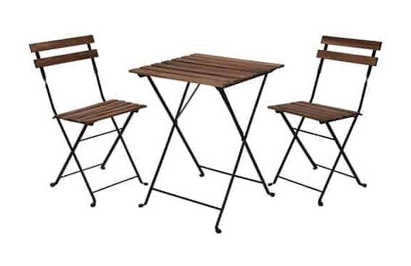 MESA MADERA METAL + 2 SILLAS PLEGABLES 55 X 54 CM