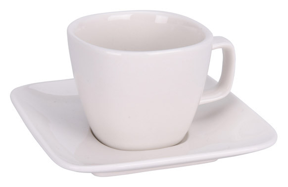 TAZA CAFE CON PLATO PORCELANA 10 CL - BLANCA